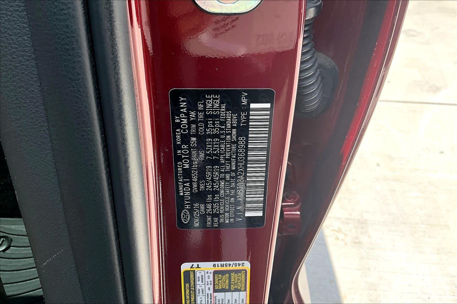 Used 2017 Ruby Wine Hyundai Limited image 35