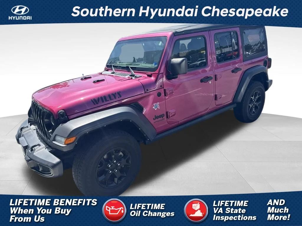 Used 2022 Red Jeep Unlimited Willys image 1