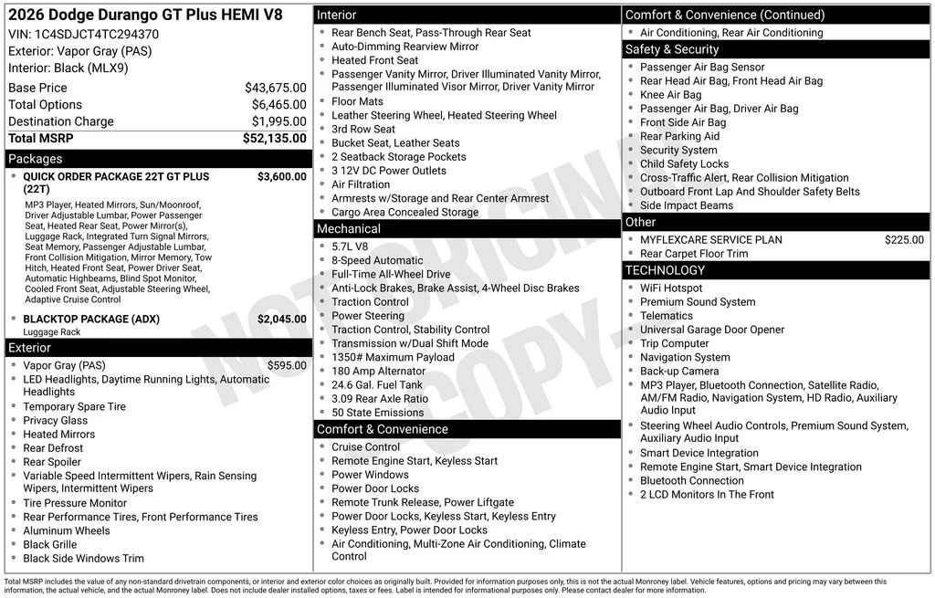New 2026 Vapor Gray Exterior Paint Dodge GT Plus HEMI V8 image 4