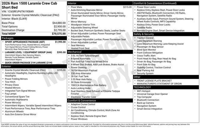 New 2026 Granite Crystal Metallic Clear-Coat Exterior Paint RAM Laramie image 19