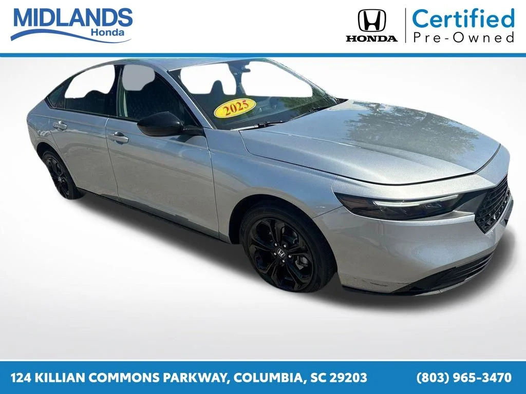 Certified Used 2025 Solar Silver Metallic Honda SE image 1
