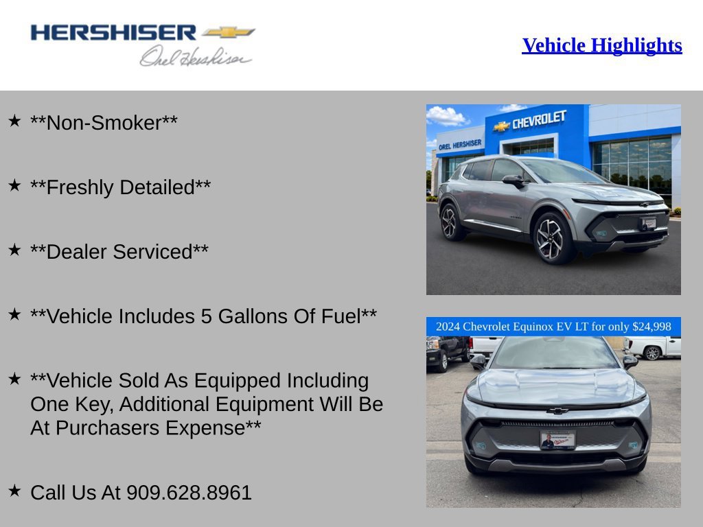 Used 2024 Chevrolet Equinox EV LT with VIN 3GN7DLRR3RS297395 for sale in Chino, CA