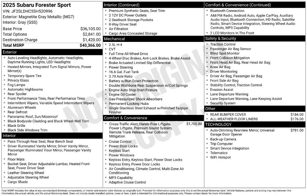 Certified Used 2025 Gray Subaru Sport image 10