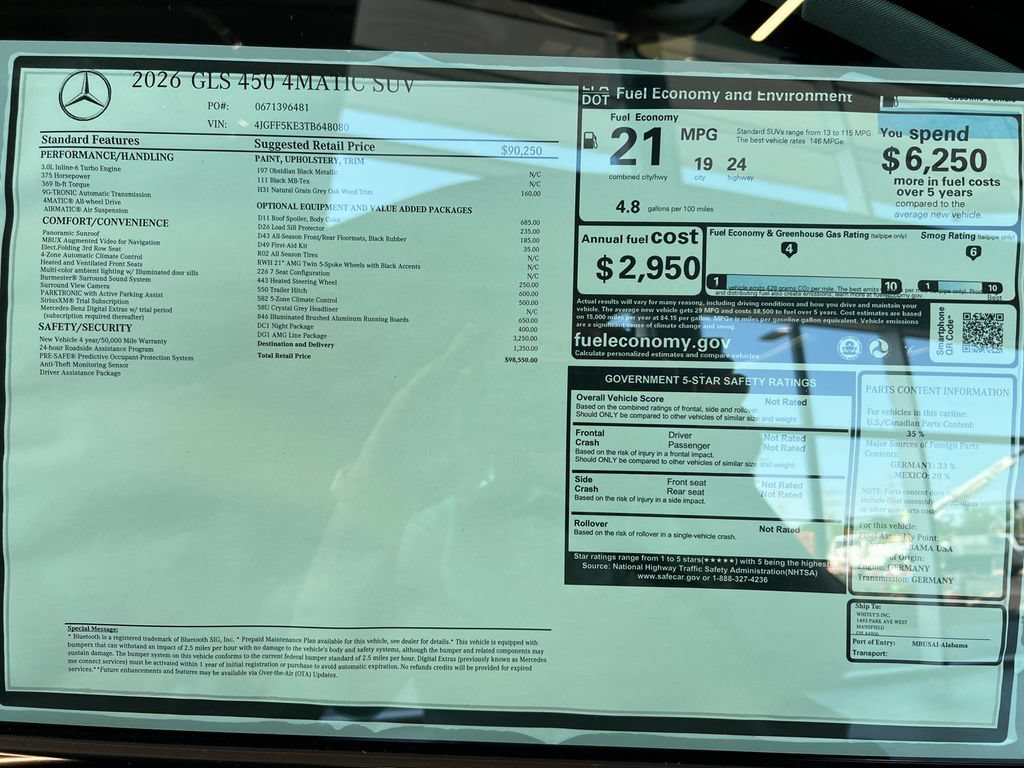 New 2026 Obsidian Black Metallic Mercedes-Benz GLS450 image 68