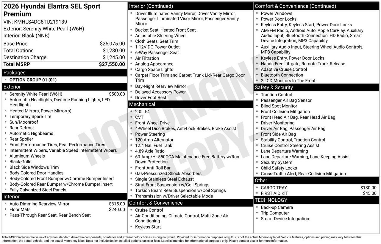 New 2026 Serenity White Pearl Hyundai SEL Sport Premium image 4