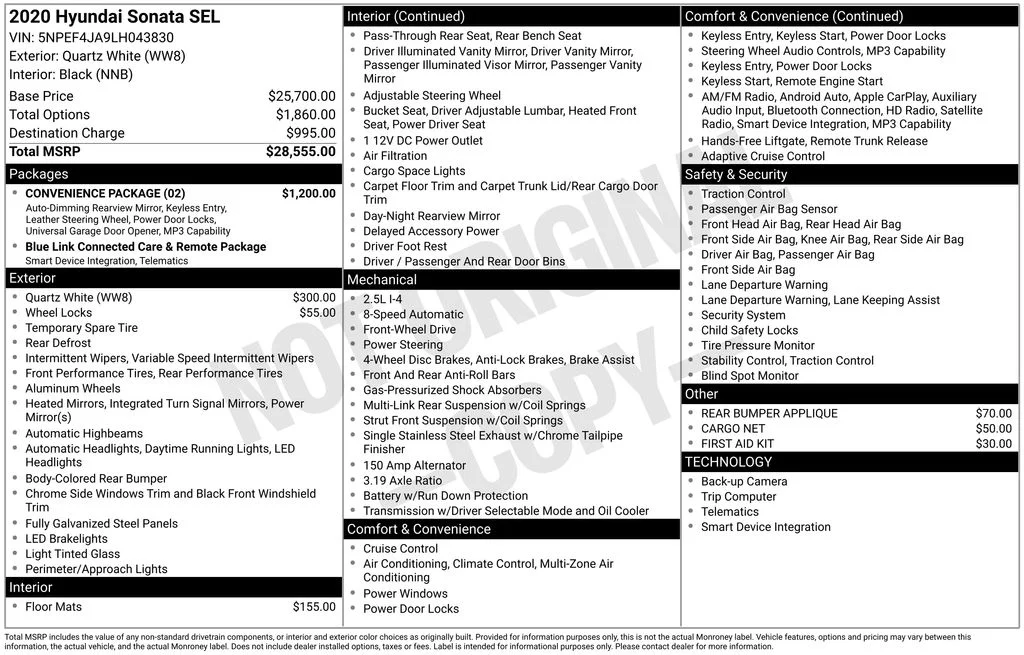 Certified Used 2020 White Hyundai SEL image 3