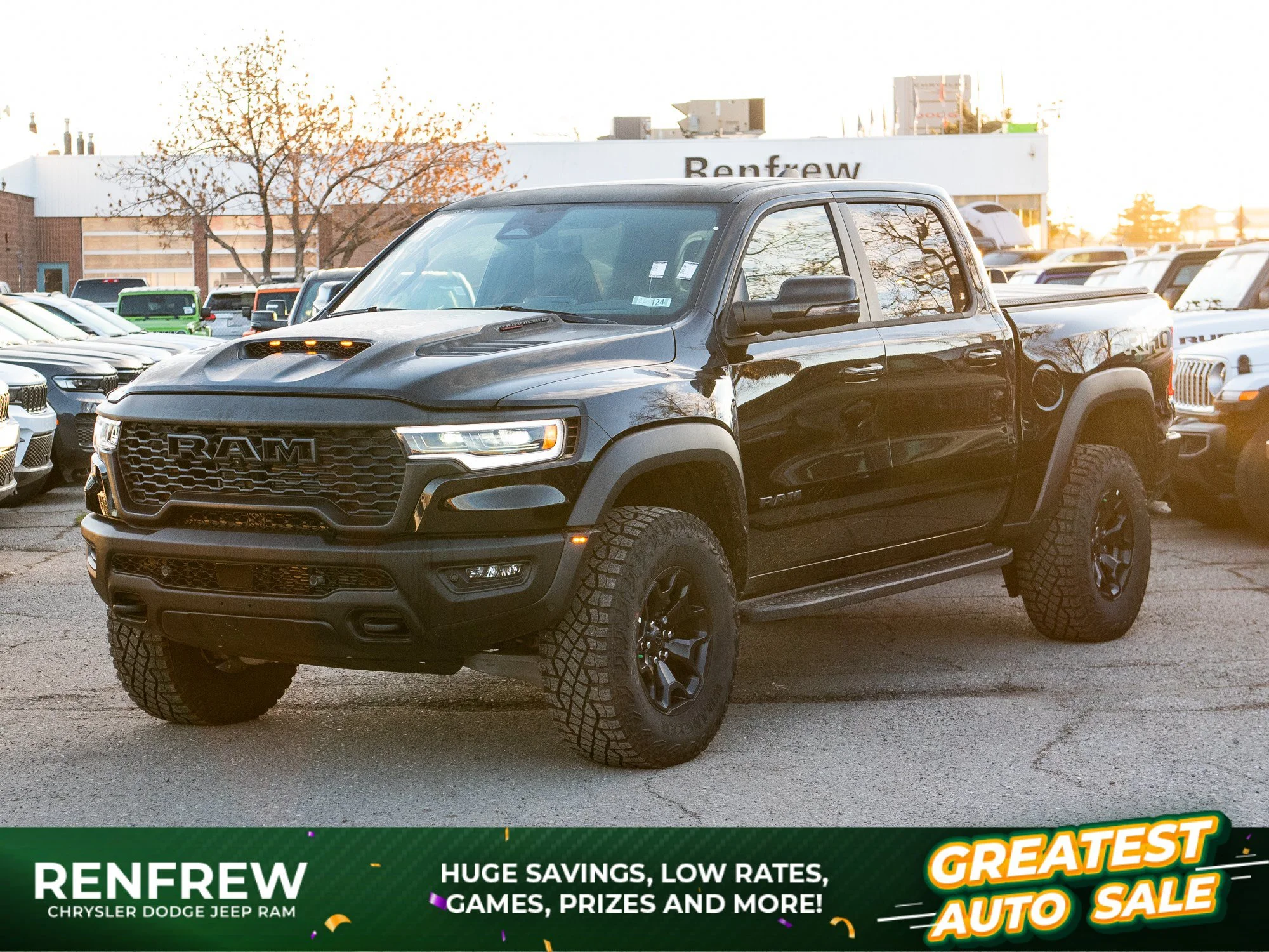 New 2026 Black RAM RHO* Crew Cab 4x4, 540 HORSEPOWER, 35 Inch Tires, Head-Up Display image 1