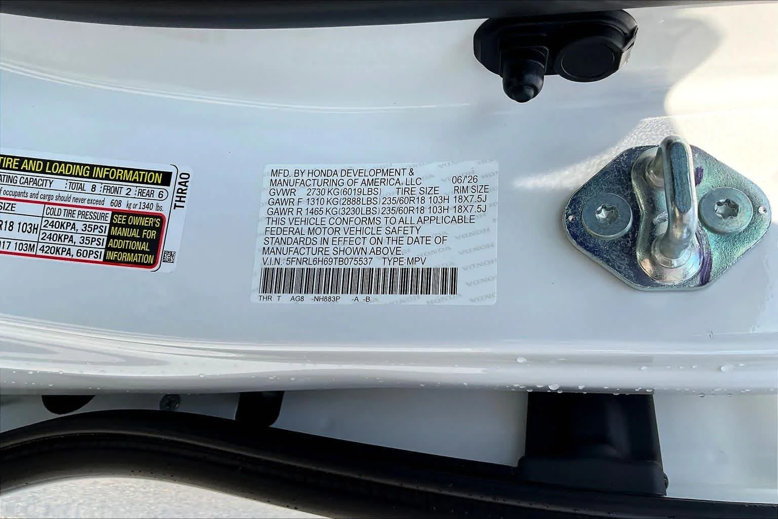 New 2026 Platinum White Pearl Honda EX-L image 19