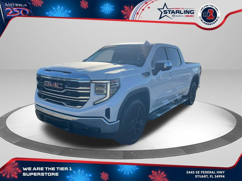 Used 2023 White Frost Tricoat GMC SLT image 1