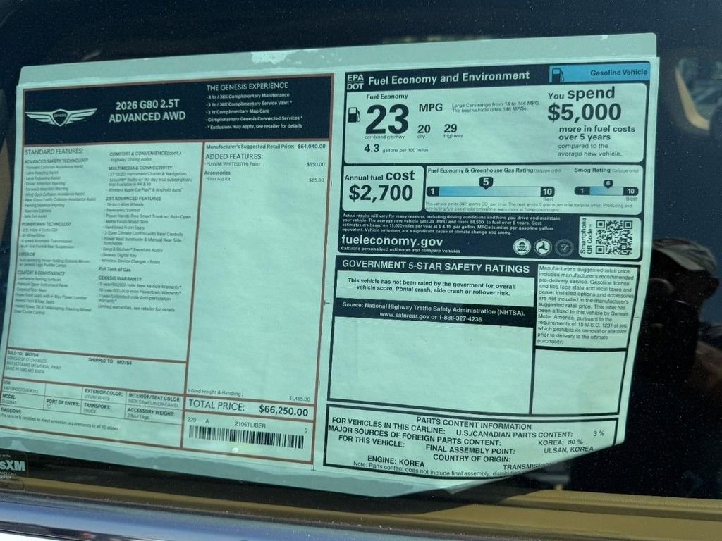 Certified Used 2026 Uyuni White Genesis 2.5T Advanced image 21