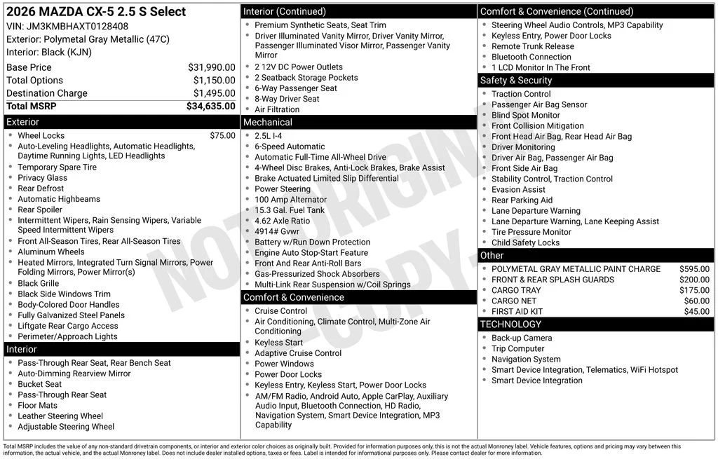 New 2026 Polymetal Gray Metallic Mazda 2.5 S Select image 6
