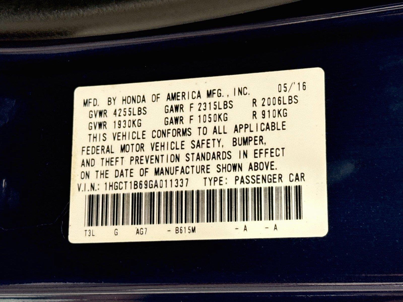 Used 2016 Deep Blue Opal Metallic Honda EX-L image 43