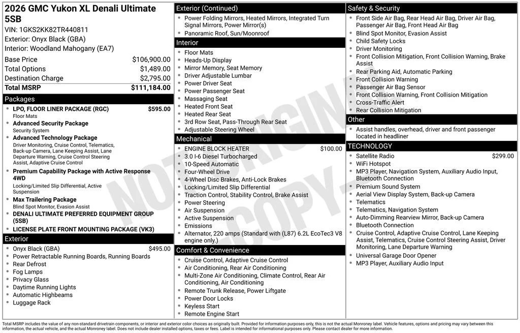 New 2026 GMC Yukon XL Denali Ultimate, photo 59
