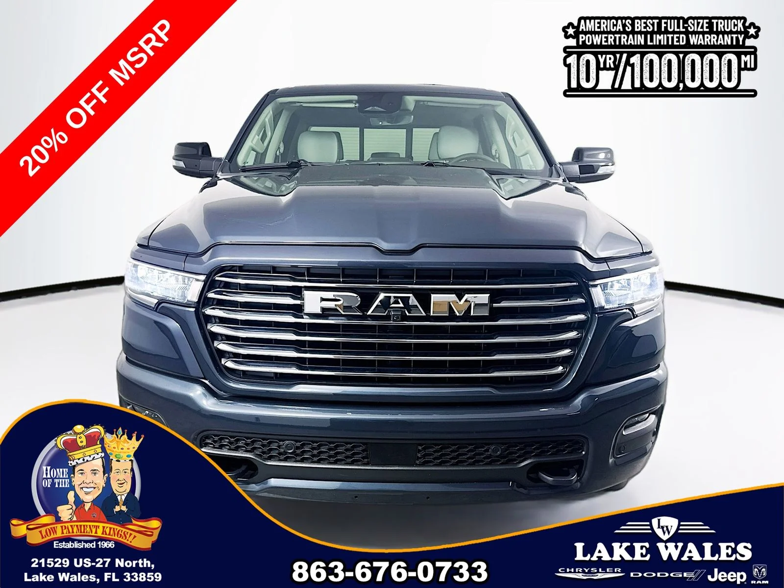 New 2026 Forged Blue Metallic Exterior Paint RAM Laramie image 2