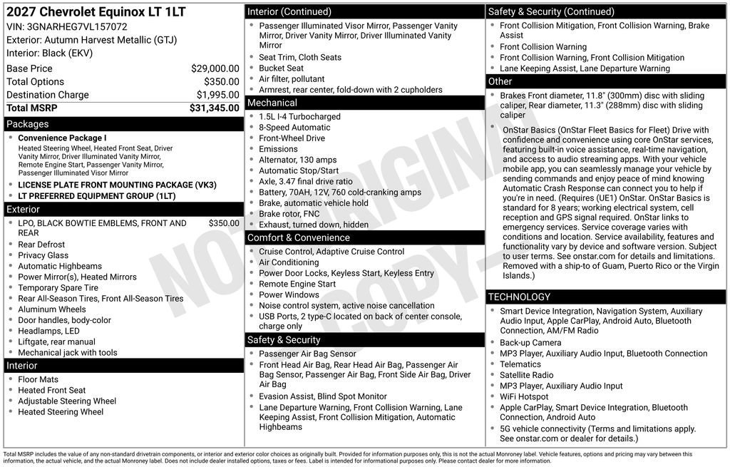 New 2027 Autumn Harvest Metallic Chevrolet LT image 4