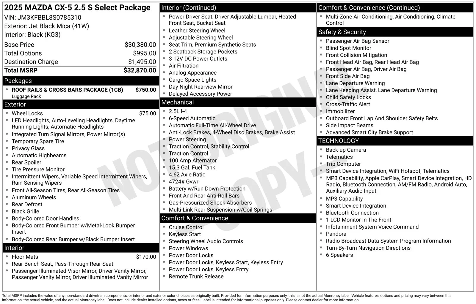 Certified Used 2025 Jet Black Mica Mazda 2.5 S Select Package image 24