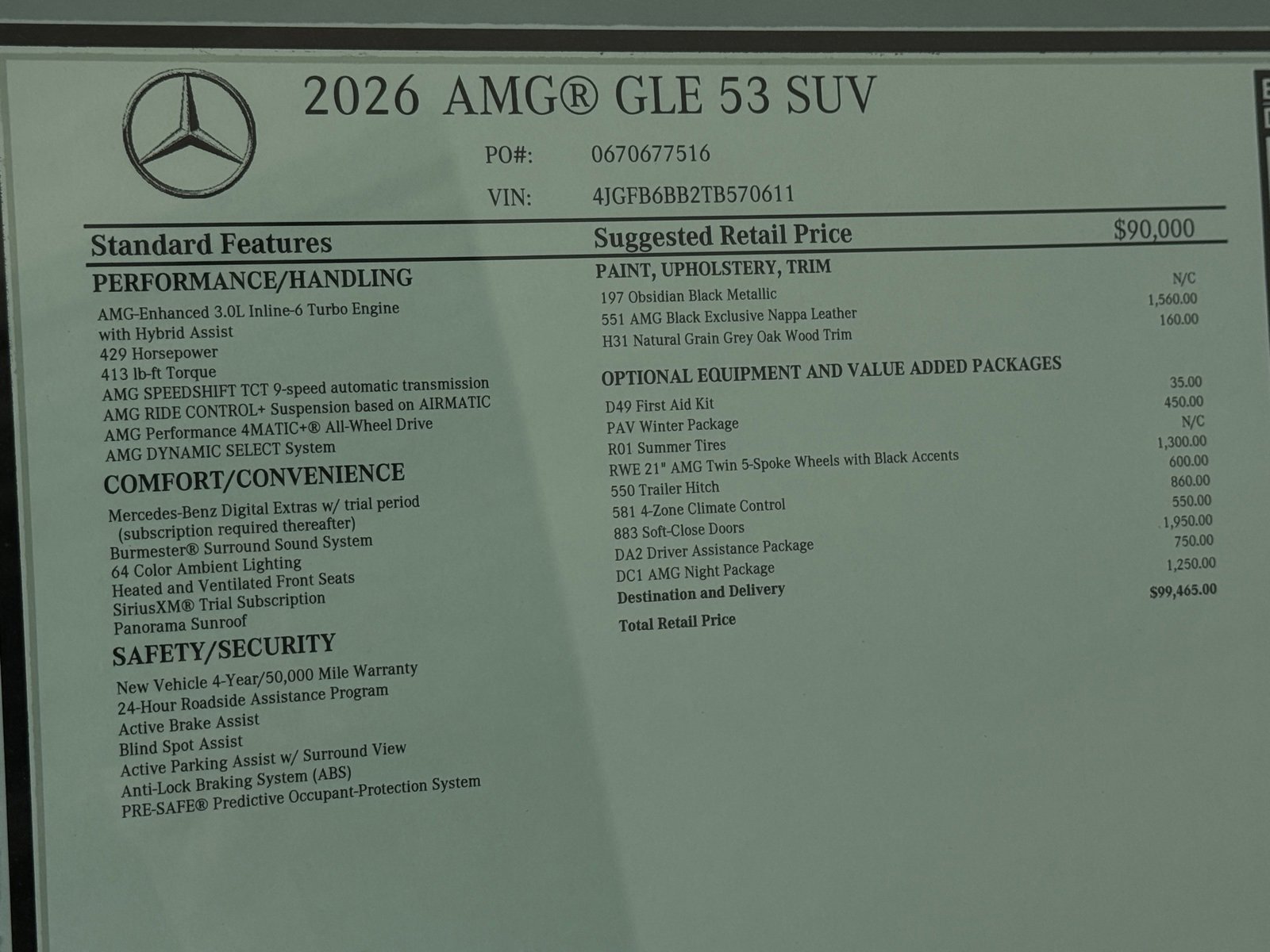 New 2026 Obsidian Black Metallic Mercedes-Benz AMG® GLE 53 4MATIC+ SUV image 47