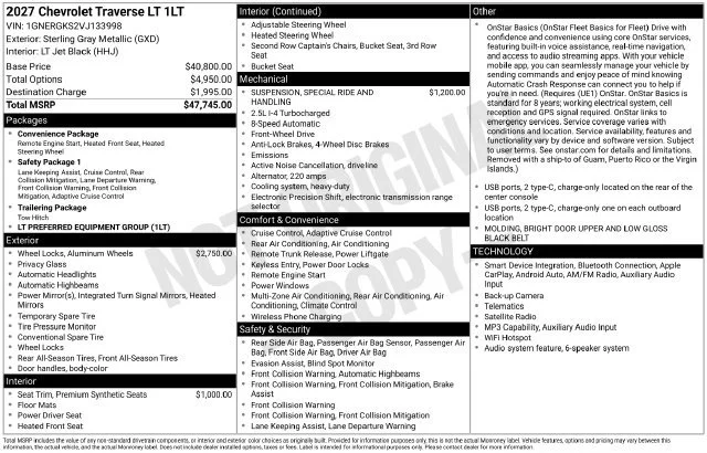 New 2027 Sterling Gray Metallic Chevrolet LT image 37