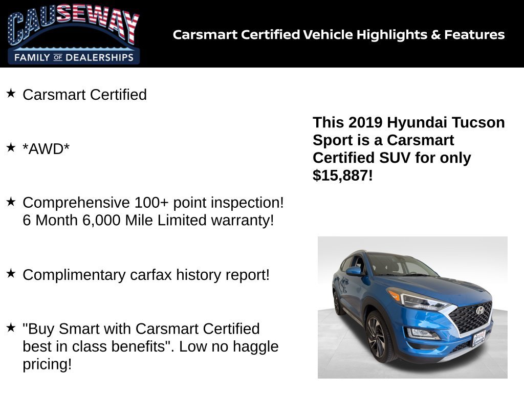 Certified 2019 Hyundai Tucson Sport with VIN KM8J3CAL1KU978391 for sale in Stafford Township, NJ