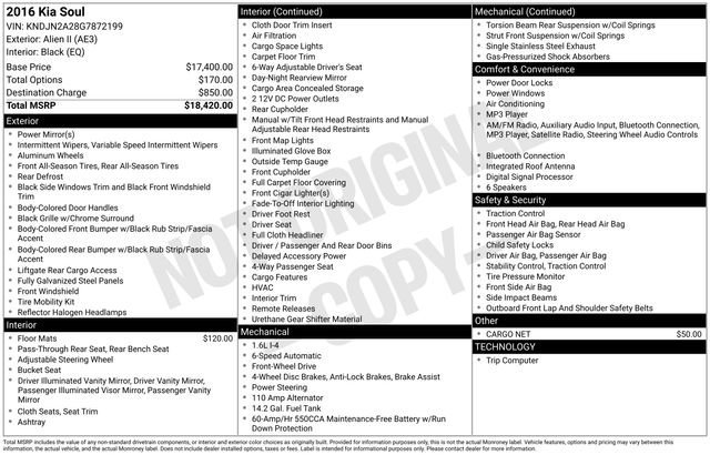 Used 2016 Kia Soul Base with VIN KNDJN2A28G7872199 for sale in Grove City, OH