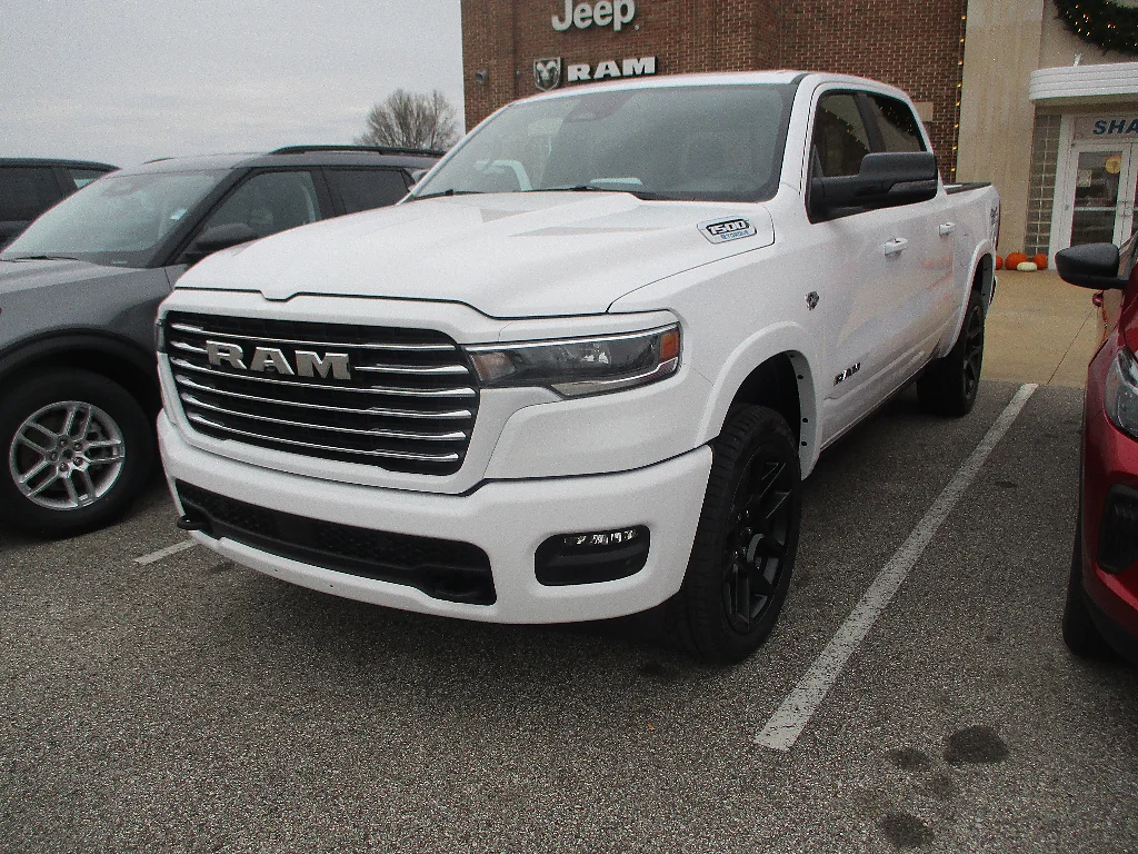New 2026 Bright White Clear-Coat Exterior Paint RAM Laramie Crew Cab 4x4 5