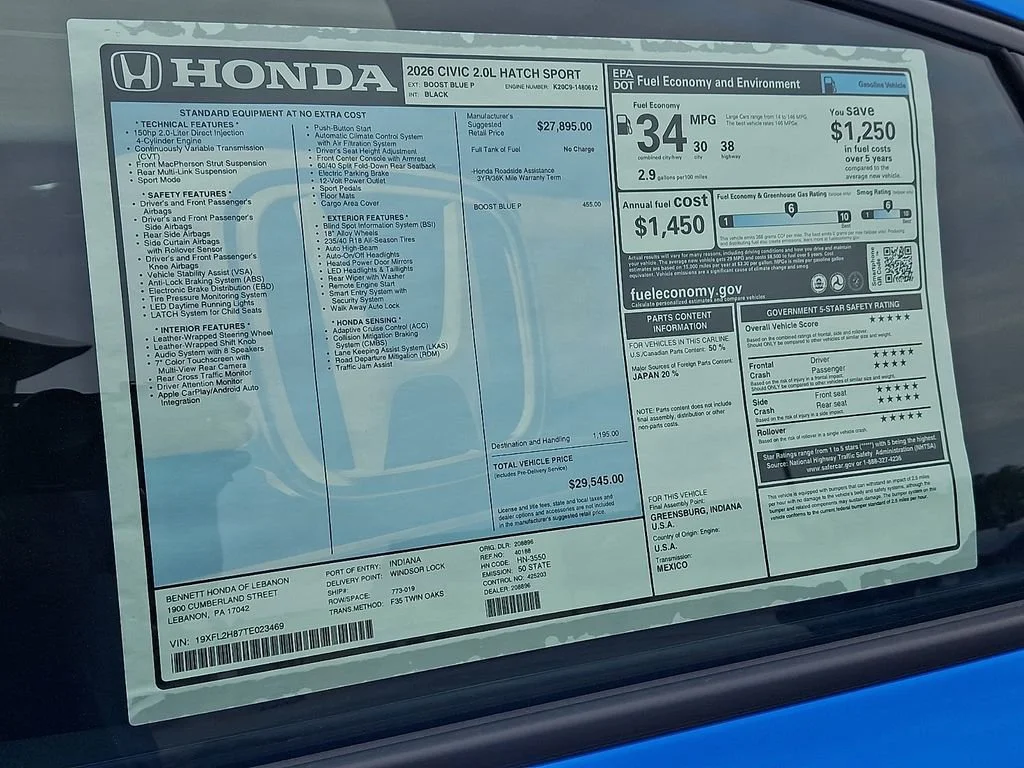 New 2026 Boost Blue Pearl Honda Sport image 3