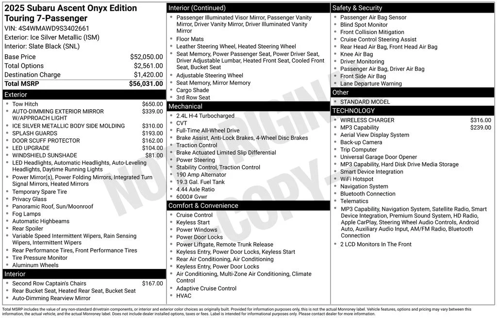 Certified Used 2025 Silver Subaru Onyx Edition Touring image 47