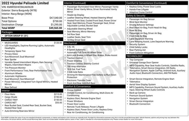 Used 2022 Red Hyundai Limited image 9