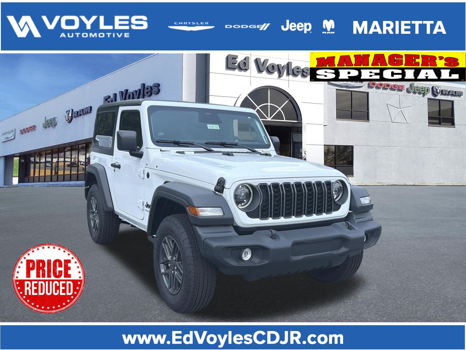 New 2026 Bright White Clear-Coat Exterior Paint Jeep Sport S image 1