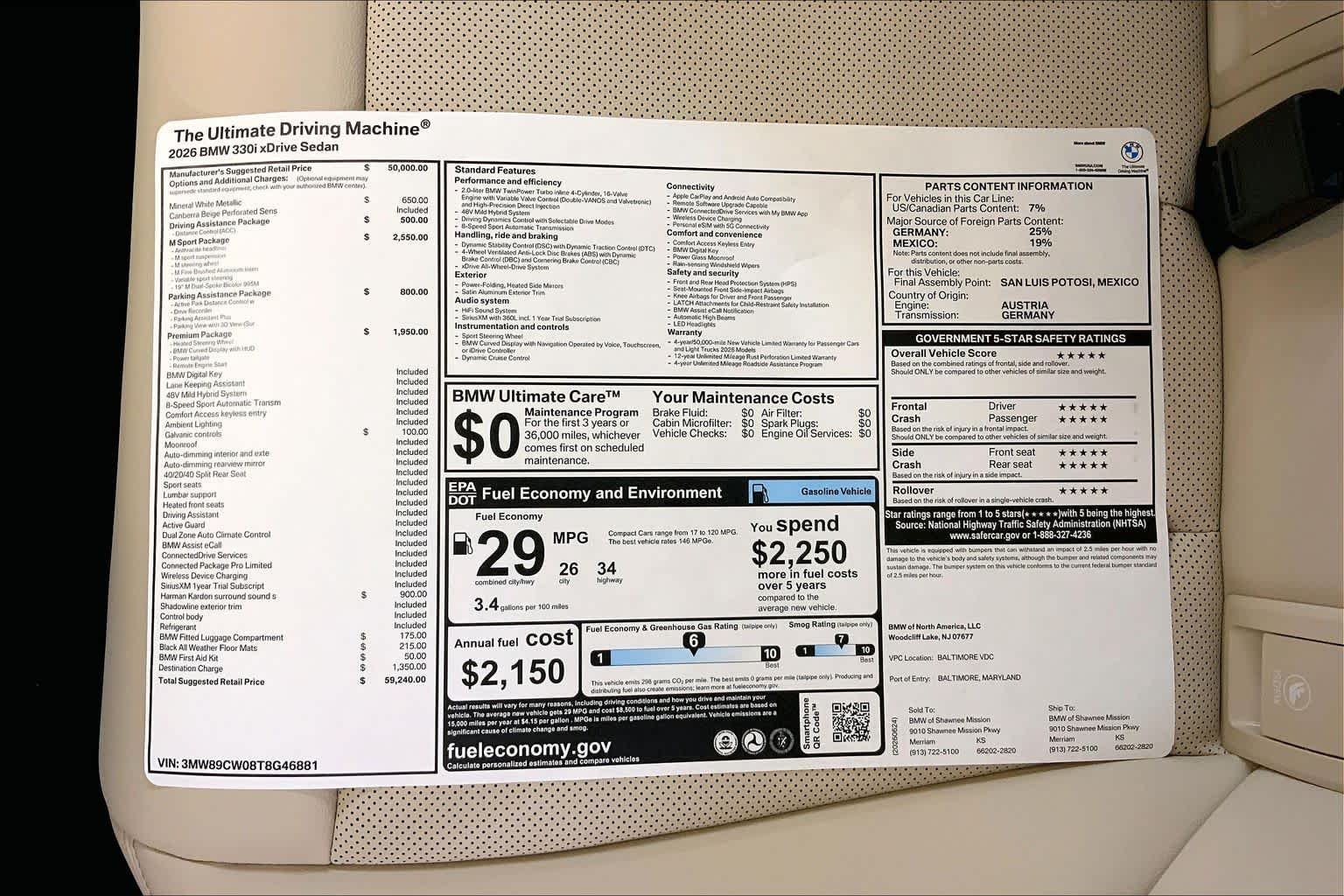 New 2026 Mineral White Metallic BMW 330i NA xDrive image 21