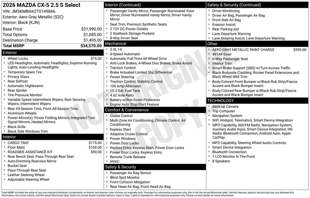 New 2026 Aero Gray Metallic Mazda 2.5 S Select AWD image 23