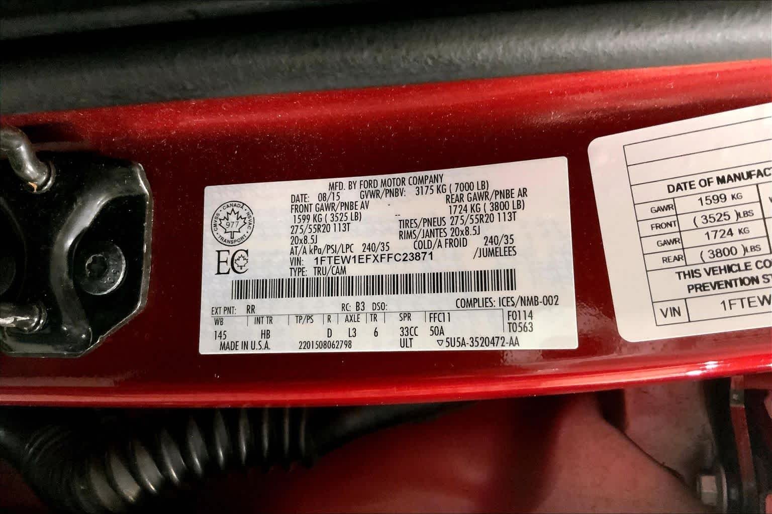 Used 2015 Ruby Red Metallic Tinted Clearcoat Ford Lariat image 37