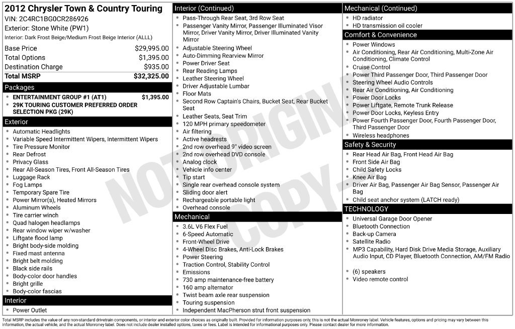 Used 2012 White Chrysler Touring image 6