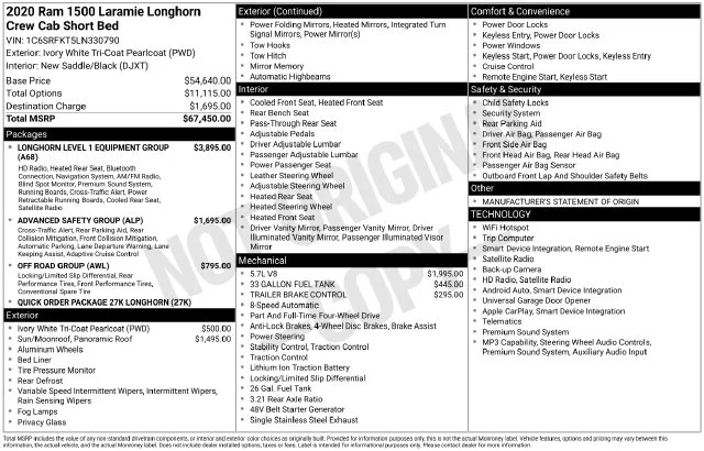 Used 2020 White Ram Laramie Longhorn image 34