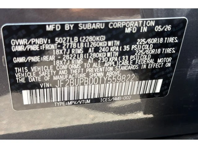 New 2026 MAGNETITE GRAY METALLIC Subaru Premium image 54