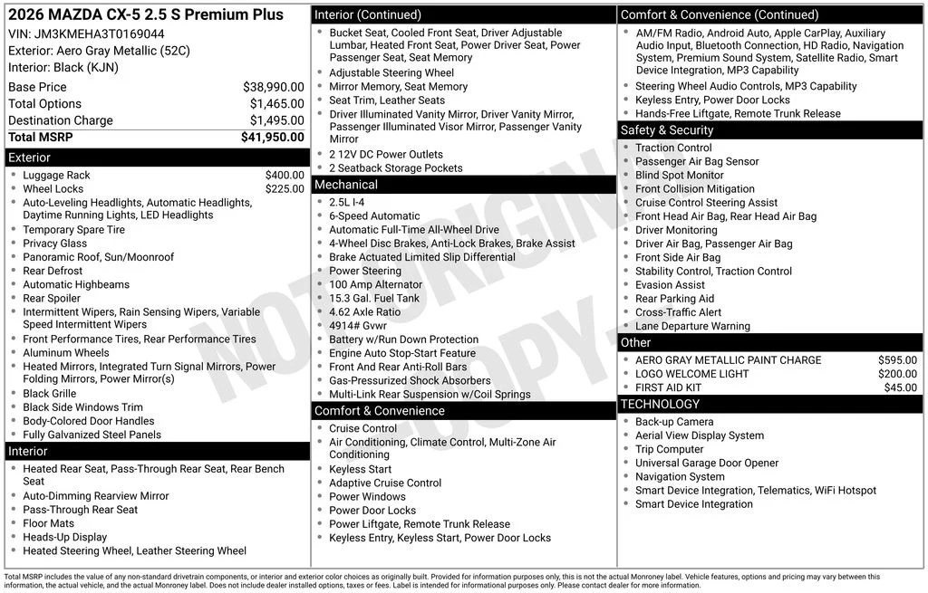 New 2026 Aero Gray Metallic Mazda 2.5 S Premium Plus image 2