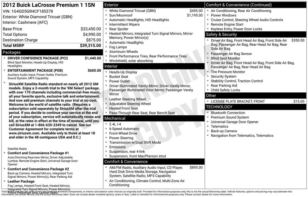 Used 2012 White Buick Premium I Group image 2