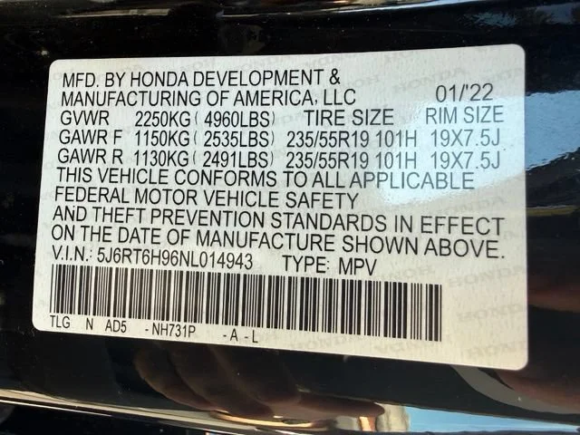 Used 2022 Crystal Black Pearl Honda Touring image 14