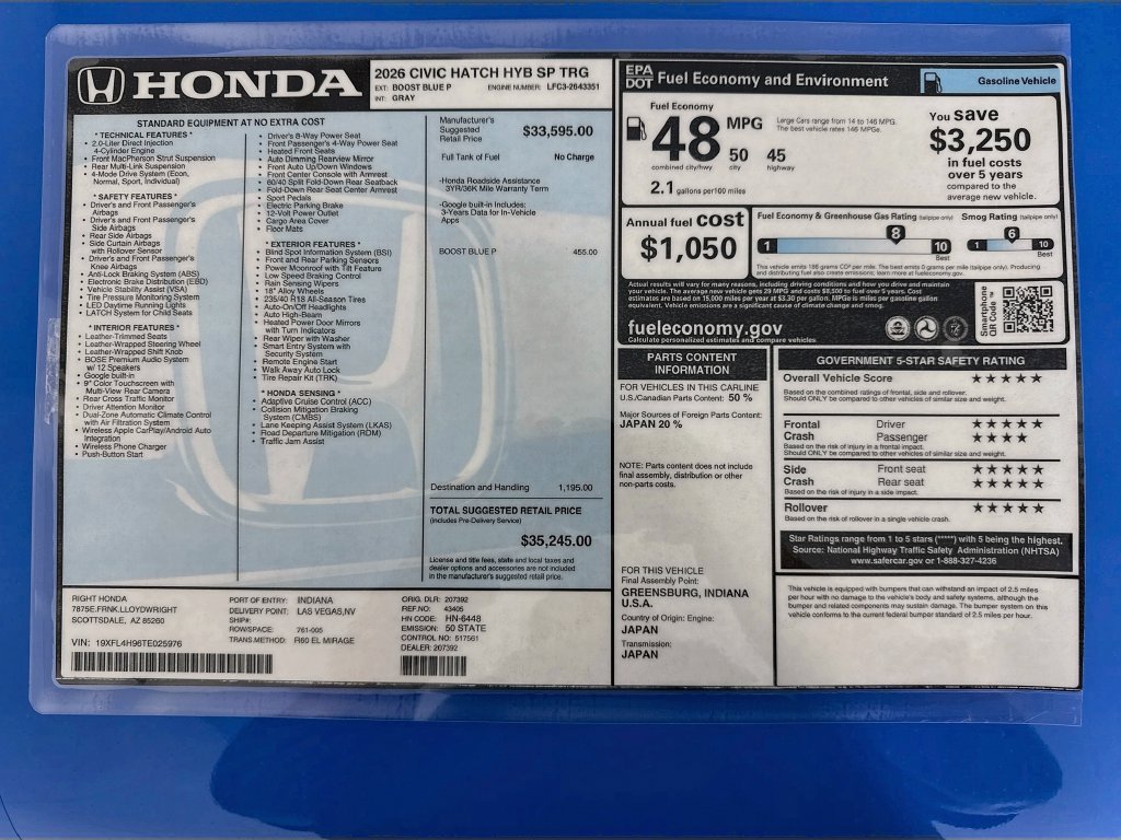 New 2026 Boost Blue Pearl Honda Sport Touring image 9