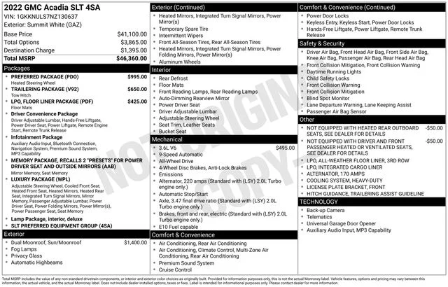 Used 2022 Summit White GMC SLT image 1