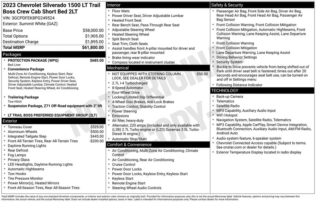 Used 2023 Summit White Chevrolet LT Trail Boss image 6