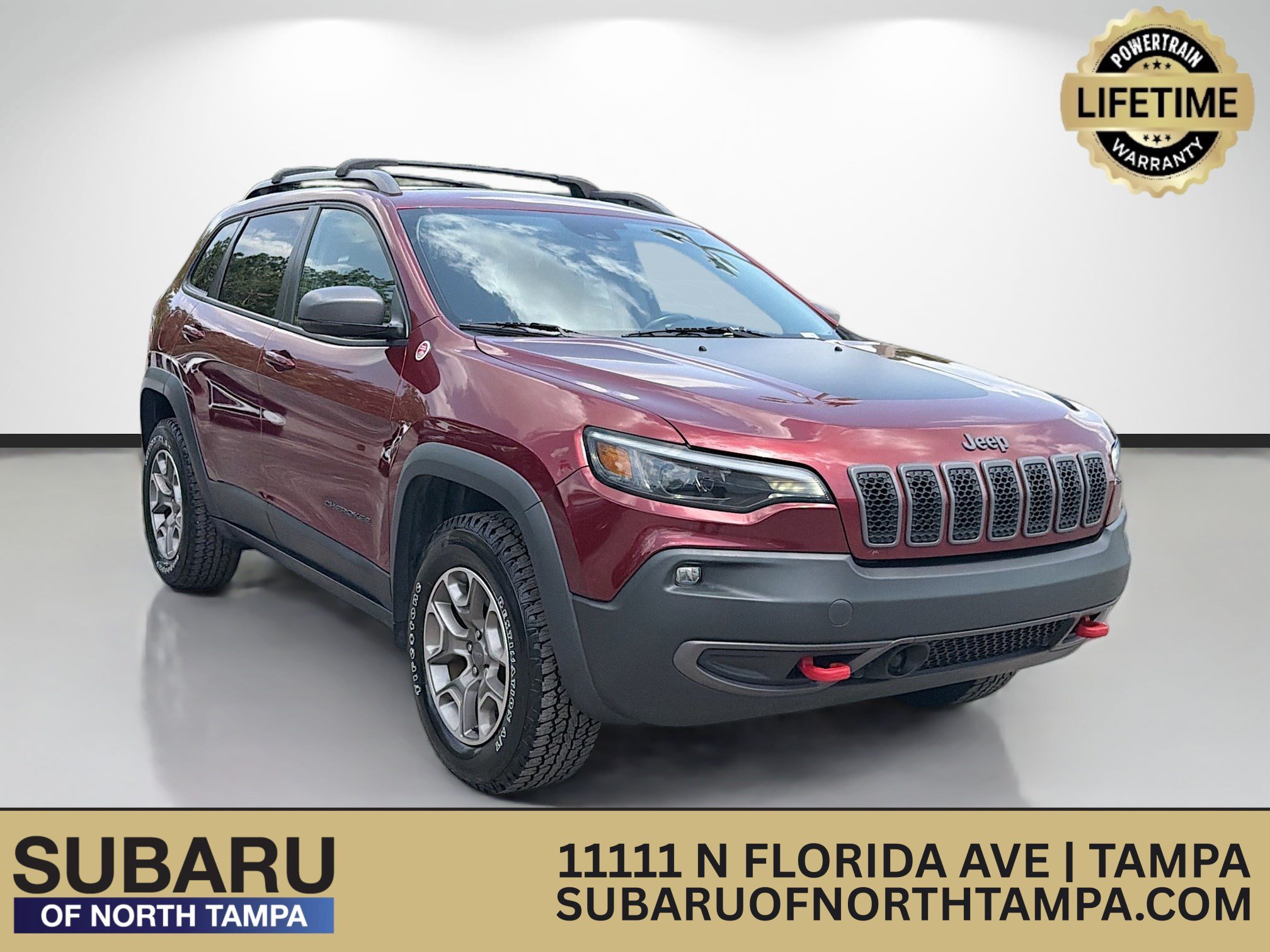 Used 2021 Velvet Red Pearlcoat Jeep Trailhawk image 1