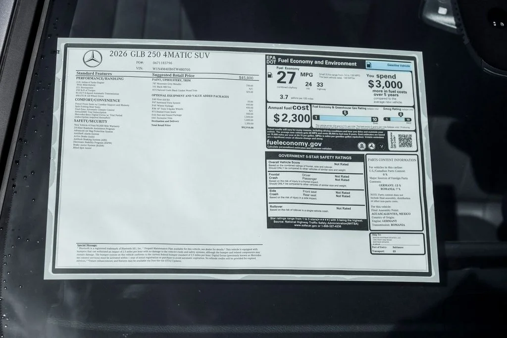 New 2026 Mountain Grey Metallic Mercedes-Benz GLB 250 image 24