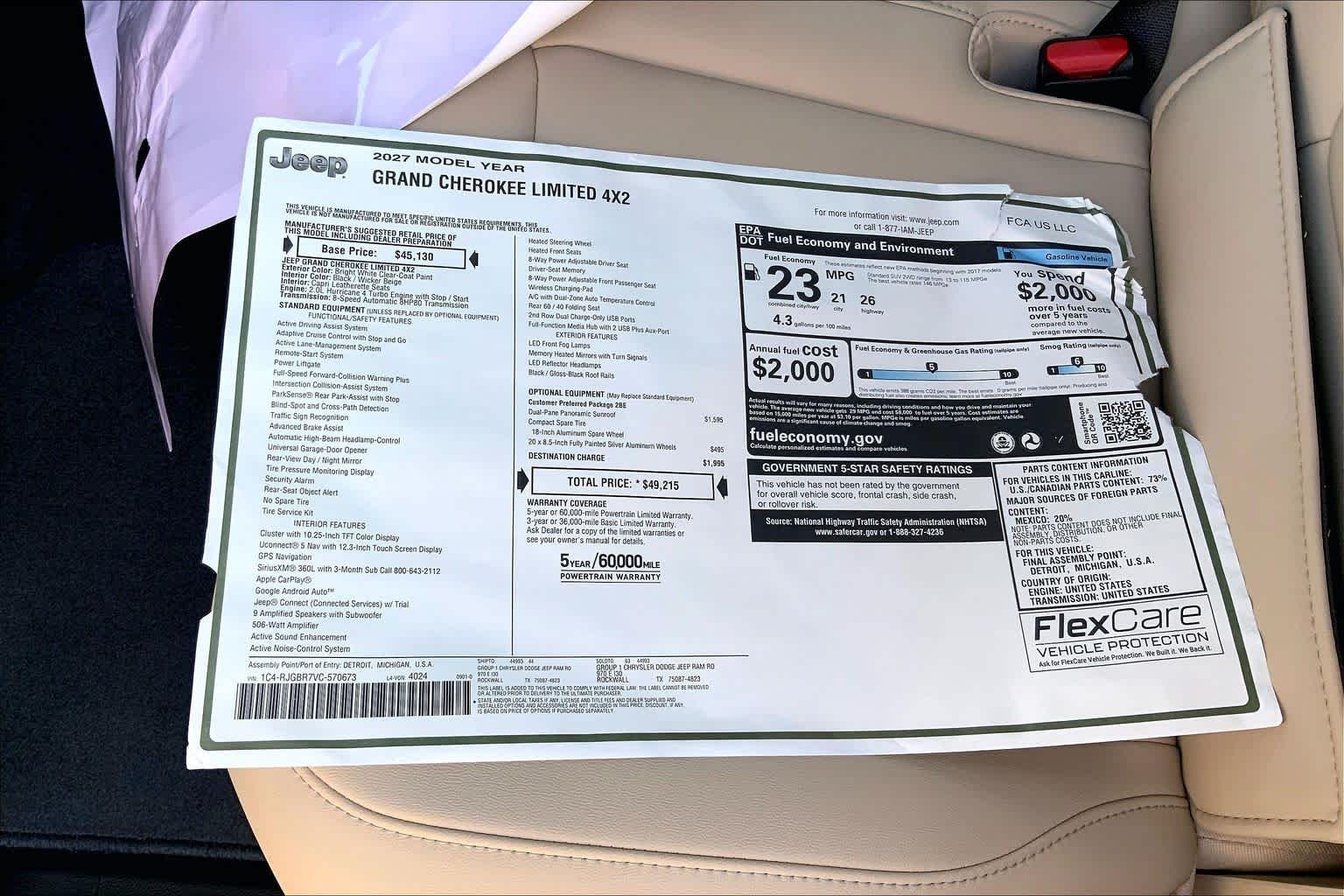 New 2027 Bright White Clear-Coat Paint Jeep Limited image 18