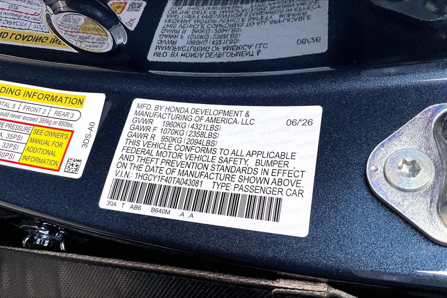 New 2026 Canyon River Blue Metallic Honda SE image 19