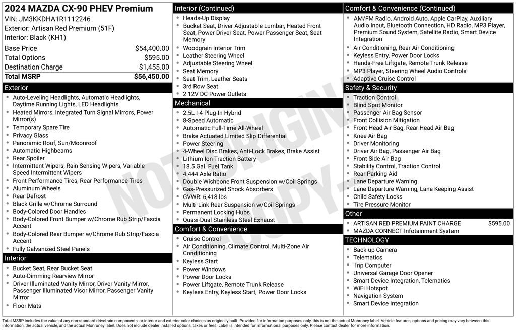 Certified 2024 Mazda CX-90 Premium Package with VIN JM3KKDHA1R1112246 for sale in Redlands, CA