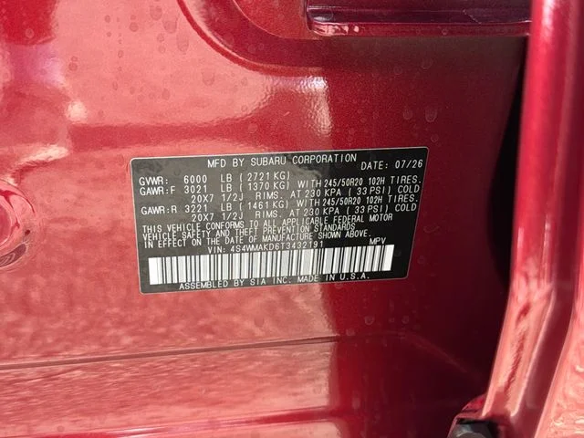 New 2026 CRIMSON RED PEARL Subaru Touring 7-Passenger image 26