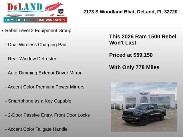 New 2026 Diamond Black Crystal Pearl-Coat Exterior Paint RAM Rebel image 6