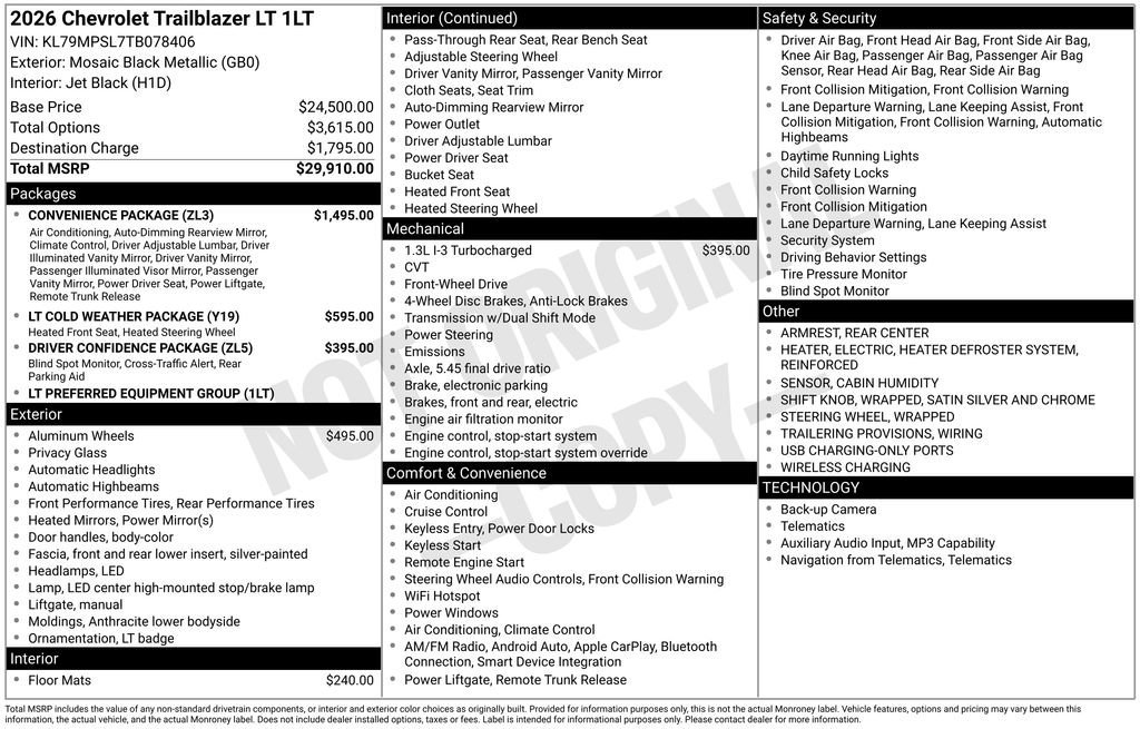 New 2026 Mosaic Black Metallic Chevrolet LT image 21