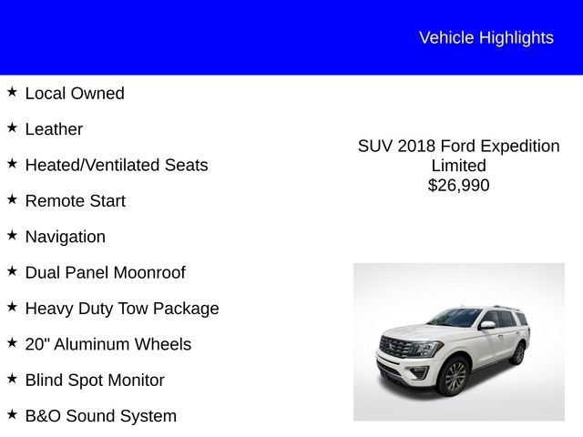 Used 2018 White Platinum Tri-Coat Metallic Ford Limited image 2